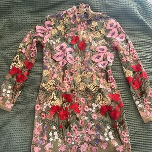 Floral Embroidered Long Sleeve Dress
